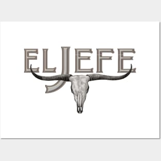 El Jefe longhorn skull Posters and Art